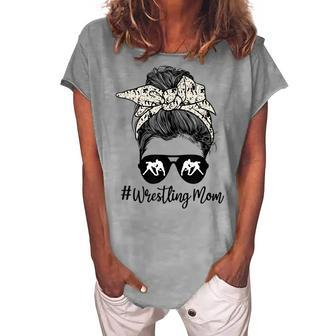 Bleached Life Wrestling Mom Leopard Messy Bun Glasses V2 Women's Loosen T-shirt - Seseable