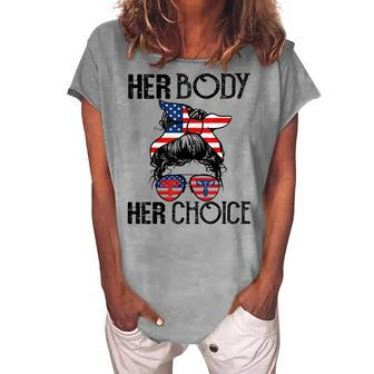 Her Body Her Choice Pro Choice Feminist V3 Women's Loosen T-shirt - Seseable
