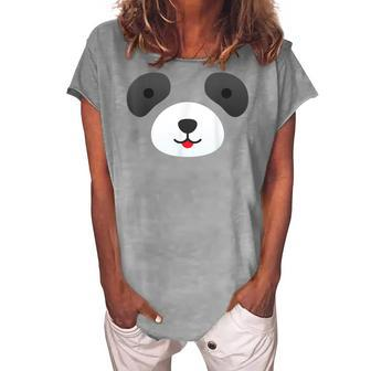 Cute Bear Panda Face Diy Easy Halloween Party Easy Costume Women's Loosen T-shirt - Seseable