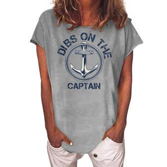 Dibs On The Captain Anchor Funny Captain Wife Women's Loosen Crew Neck Short Sleeve T-Shirt - Thegiftio UK