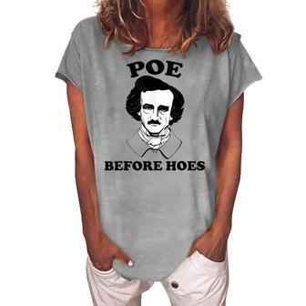 Edgar Allan Poe Poe Before Hoes Reading Women's Loosen T-shirt - Seseable