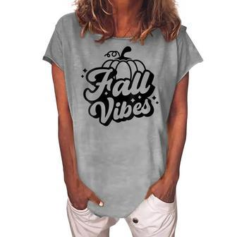 Fall Vibes Pumpkin Season Happy Fall Yall Hello Fall Autumn Women's Loosen Crew Neck Short Sleeve T-Shirt - Thegiftio UK