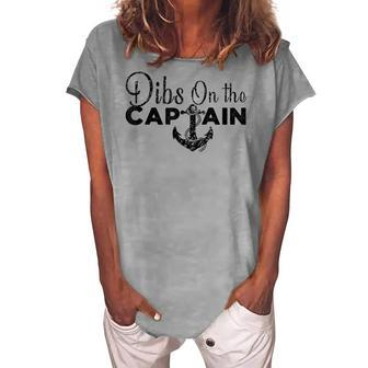 Funny Captain Wife Dibs On The Captain V3 Women's Loosen Crew Neck Short Sleeve T-Shirt - Thegiftio UK