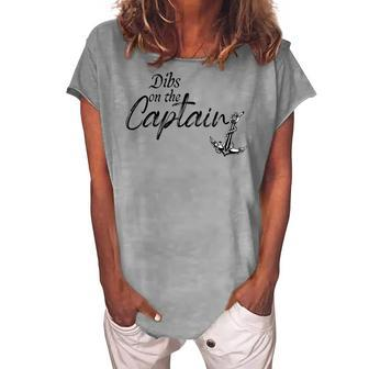 Funny Wife Dibs On The Captain Women's Loosen Crew Neck Short Sleeve T-Shirt - Thegiftio UK