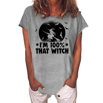 Halloween Party Im 100 That Witch Spooky Halloween Women's Loosen T-shirt - Seseable