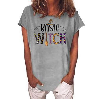 Halloween Basic Witch Cute Broom Hat Witchy Women's Loosen T-shirt - Seseable