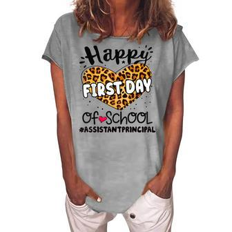Happy First Day Of School Assistant Principal Back 100 Days Women's Loosen Crew Neck Short Sleeve T-Shirt - Thegiftio UK