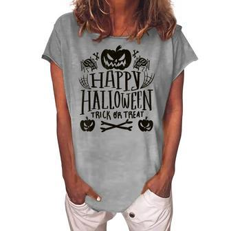 Happy Halloween L Trick Or Treat Orange Pumpkin Halloween Women's Loosen T-shirt - Seseable