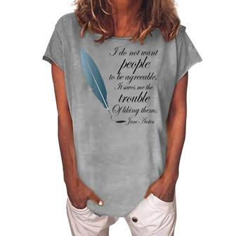 Jane Austen Agreeable Quote Women's Loosen T-shirt - Seseable