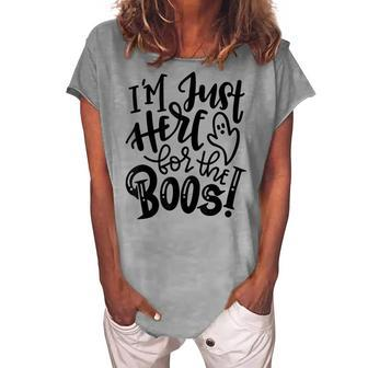 Im Just Here For The Boos Halloween Costume Spooky Season Women's Loosen T-shirt - Seseable