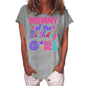 Mommy Of The Birthday Girl Mom Ice Cream First Birthday Women's Loosen T-shirt - Seseable