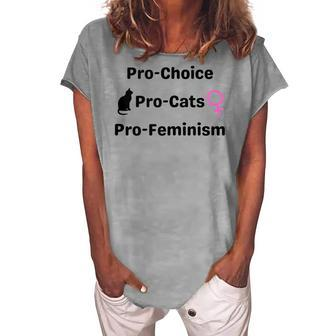 Pro Choice Feminism And Cats Cute Roe V Wade 1973 Women's Loosen T-shirt - Seseable