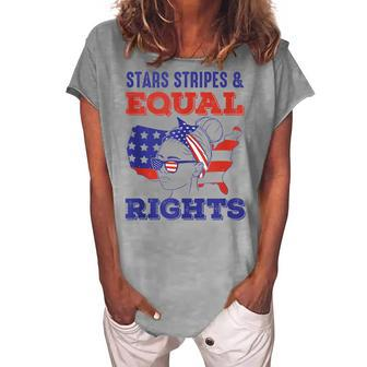 Retro Pro Choice Feminist Stars Stripes Equal Rights Women's Loosen T-shirt - Seseable