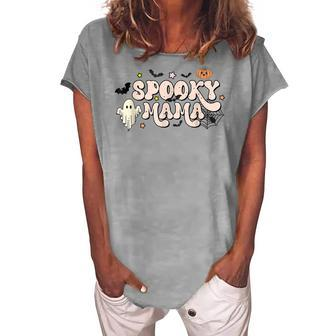 Retro Vintage Spooky Mama One Thankful Mama Halloween Women's Loosen T-shirt - Seseable