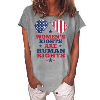 Womens Rights Are Human Rights American Flag 4Th Of July Women's Loosen T-shirt - Seseable