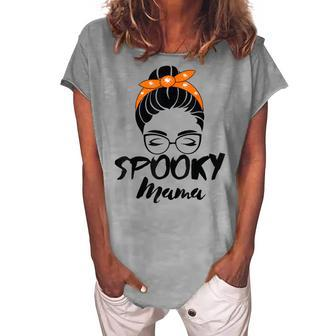 Spooky Mama Humor Mom Halloween Party 2021 For Mother Women's Loosen T-shirt - Seseable