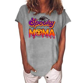 Spooky Mama Jack O Lantern Halloween Mama Pumpkin Women's Loosen T-shirt - Seseable