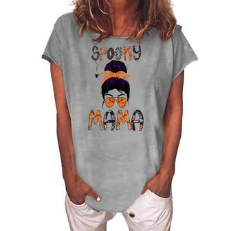 Spooky Skull Witch Mom Halloween Spooky Mama Halloween Women's Loosen T-shirt - Seseable
