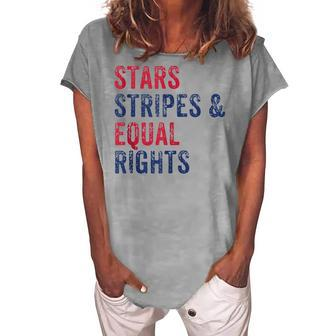 Stars Stripes And Equal Rights 4Th Of July Womens Rights Women's Loosen T-shirt - Seseable
