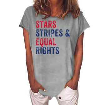 Stars Stripes And Equal Rights 4Th Of July Womens Rights V2 Women's Loosen T-shirt - Seseable