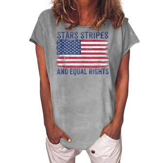 Stars Stripes And Equal Rights 4Th Of July Womens Rights V2 Women's Loosen T-shirt - Seseable