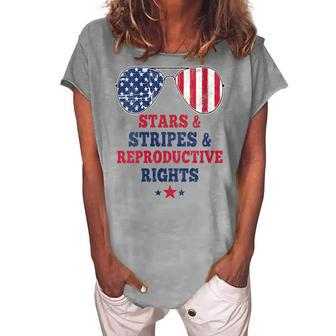 Womens Stars Stripes Reproductive Rights American Flag 4Th Of July Women's Loosen T-shirt - Seseable