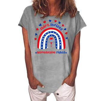 Womens Stars Stripes Reproductive Rights Patriotic 4Th Of July Women's Loosen T-shirt - Seseable