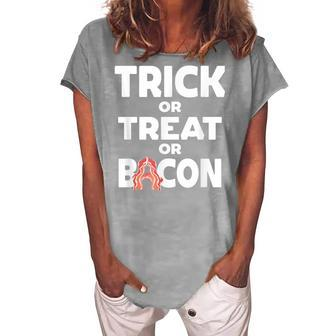 Trick Or Treat Or Bacon Halloween Haunted Party Women's Loosen T-shirt - Seseable