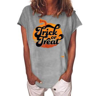 Trick Or Treat Pumpkin Halloween Women's Loosen T-shirt - Seseable