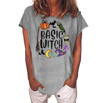 Basic Witch Hat Witches Pumpkin Moon Witchcraft Halloween V2 Women's Loosen T-shirt - Seseable