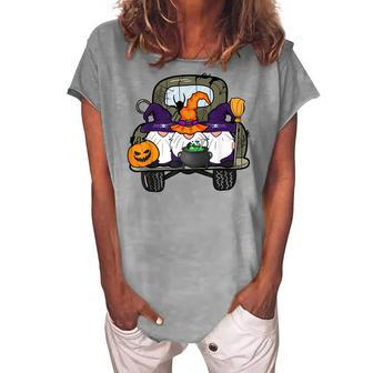 Zem6 Truck Gnomes Witch Pumpkin Happy Halloween Party Women's Loosen T-shirt - Seseable