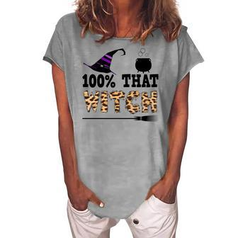 100% That Witch Halloween Witch Hat Leopard Women's Loosen T-shirt - Seseable