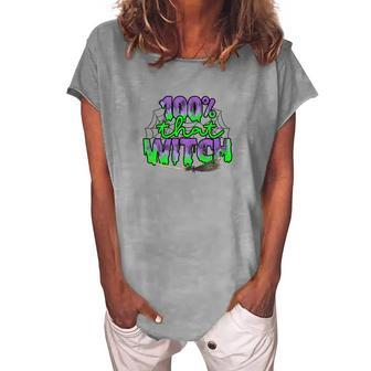 100% That Witch Spider Halloween Party Women's Loosen T-shirt - Seseable