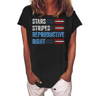 4Th Of July Stars Stripes And Reproductive Rights Patriotic Women's Loosen Crew Neck Short Sleeve T-Shirt - Seseable