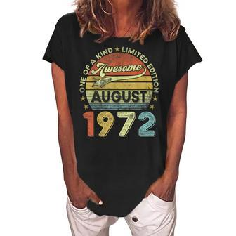 50Th Birthday Gift 50 Year Old Boy Awesome Since August 1972 Women's Loosen Crew Neck Short Sleeve T-Shirt - Thegiftio UK