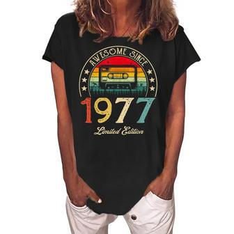 Awesome Since 1977 Vintage 1977 45Th Birthday 45 Years Old Women's Loosen Crew Neck Short Sleeve T-Shirt - Seseable