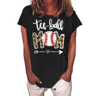 Ball Mom Mothers Day Gift Ball Mom Leopard Funny Women's Loosen Crew Neck Short Sleeve T-Shirt - Thegiftio UK