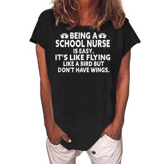 Being A School Nurse Is Easy - Funny School Nurse Women's Loosen Crew Neck Short Sleeve T-Shirt - Thegiftio UK