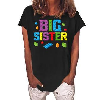 Big Sister Master Builder Building Bricks Blocks Family Set Women's Loosen Crew Neck Short Sleeve T-Shirt - Thegiftio UK