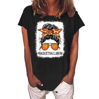 Bleached Basketball Mom Messy Bun Player Mom Mothers Day Women's Loosen Crew Neck Short Sleeve T-Shirt - Thegiftio UK