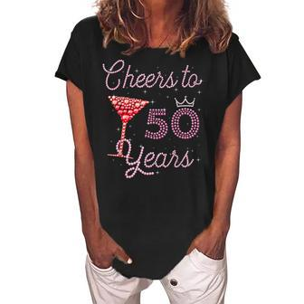 Cheers To 50 Years 50Th Birthday 50 Years Old Bday Women's Loosen Crew Neck Short Sleeve T-Shirt - Seseable