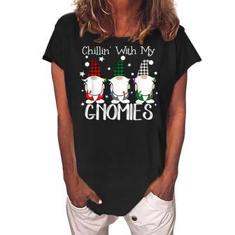 Chillin With My Gnomies Funny Gnome Christmas Pamajas Family Women's Loosen Crew Neck Short Sleeve T-Shirt - Thegiftio UK