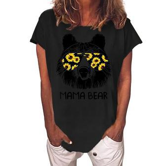 Colorful Sunflower Mama Bear Mother Bear Lover Women's Loosen Crew Neck Short Sleeve T-Shirt - Thegiftio UK