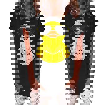 Cool Duckie Sunglasses Duckling Funny Ducky Rubber Duck Women's Loosen Crew Neck Short Sleeve T-Shirt - Thegiftio