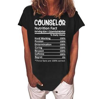 Counselor Nutrition Facts Counseling Guidance Funny V2 Women's Loosen Crew Neck Short Sleeve T-Shirt - Seseable