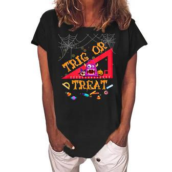 Cute Halloween Math Teacher Trig Or Treat Student Teacher Women's Loosen Crew Neck Short Sleeve T-Shirt - Thegiftio UK