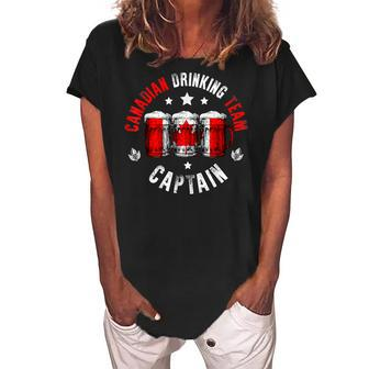 Drink Beer Can Canada Flag Funny Drinking Canadian Team Women's Loosen Crew Neck Short Sleeve T-Shirt - Thegiftio UK