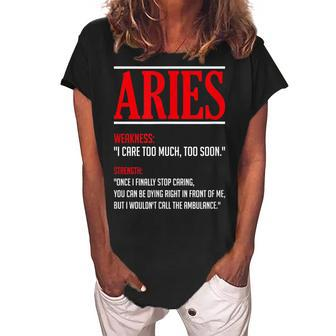 Funny Aries Facts Saying Astrology Horoscope Birthday Women's Loosen Crew Neck Short Sleeve T-Shirt - Seseable