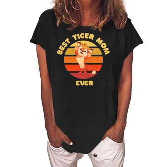 Funny Best Tiger Mom Ever Women's Loosen Crew Neck Short Sleeve T-Shirt | Mazezy