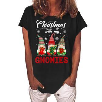 Funny Christmas Just Hanging With My Gnomies Pamajas Family Women's Loosen Crew Neck Short Sleeve T-Shirt - Thegiftio UK